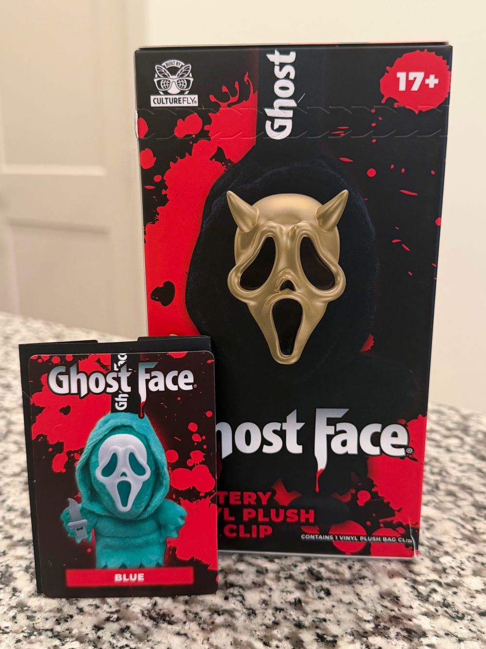 Viral Ghost Face Blue mystery vinyl Plush Bag Clip Keychain